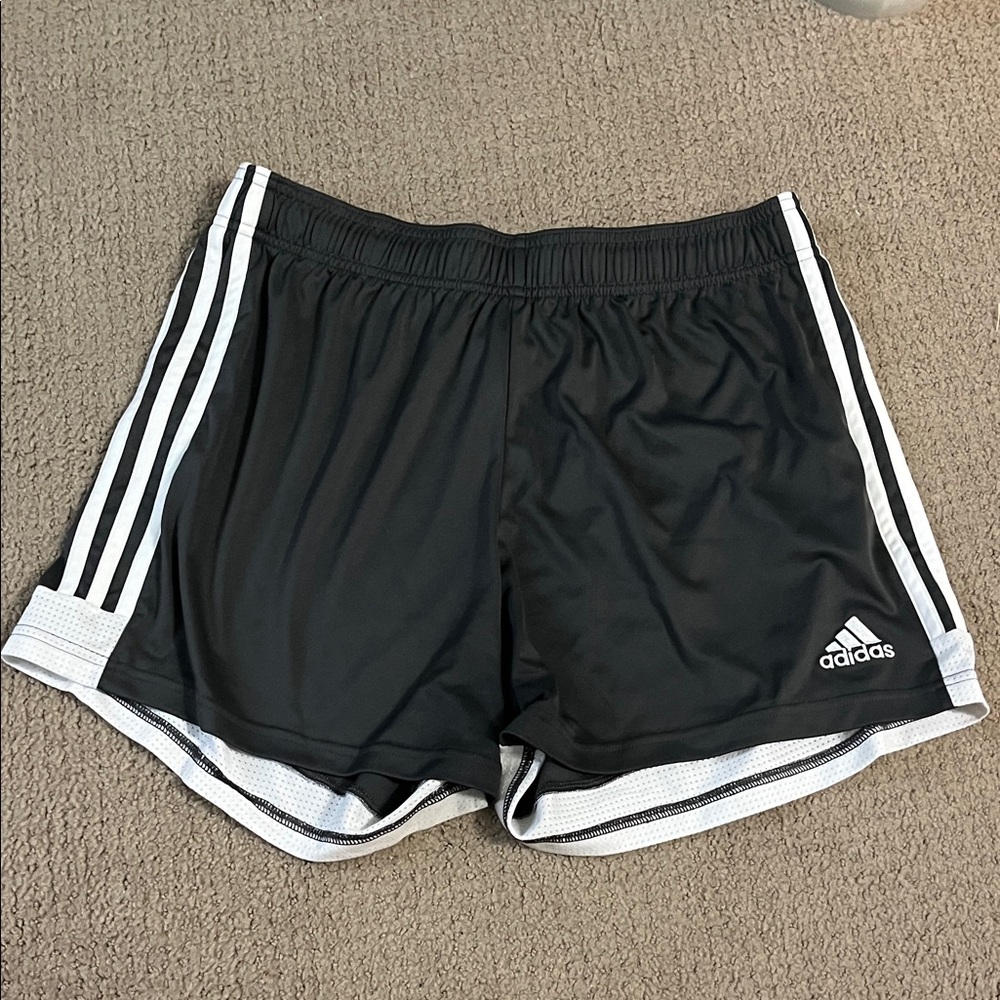 Adidas Women's Athletic Shorts in Black with White Stripes